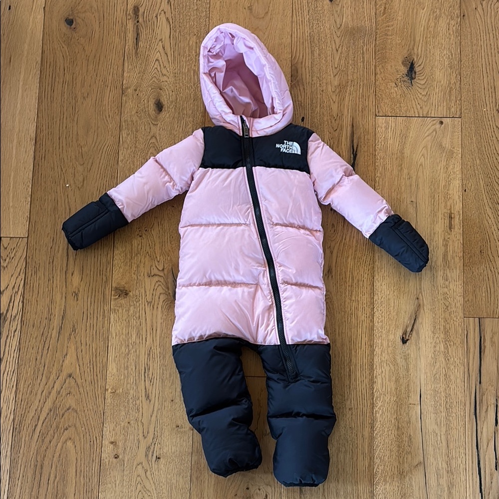The North Face Pink and Black Infant Puffer Bunting Snowsuit